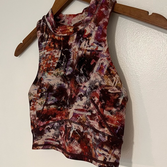 Lululemon Everlux and Mesh Cropped Tank in Urbantricity Multi / Dark Terracotta - Picture 8 of 11